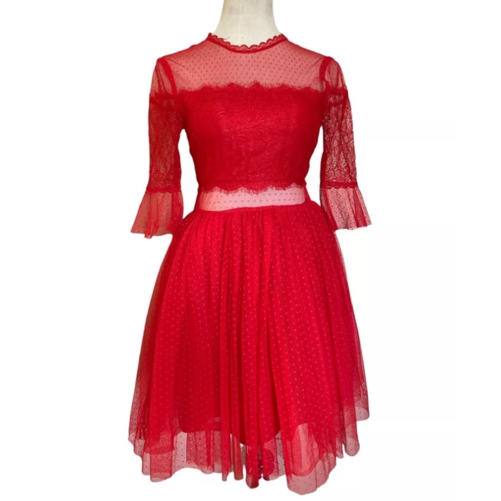 asos red lydia polka dot mesh dress